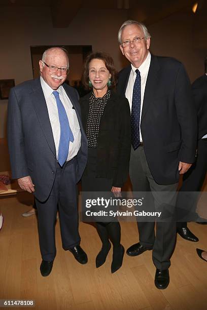 Michael Steinhardt, Judy Steinhardt and Jock Reynolds attend Berggruen Klee Met Reception & Carlyle Dinner at The Met Breuer on September 29, 2016 in...