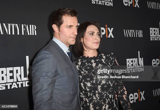 Actor Richard Armitage and Michelle Forbes attend EPIX "Berlin Station" LA premiere at Milk Studios on September 29, 2016 in Los Angeles, California.