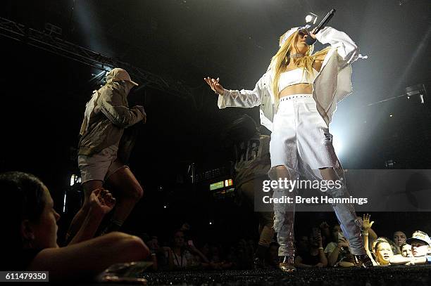 Havana Brown performs during the Nickelodeon Slimefest 2016 matinee show at Sydney Olympic Park Sports Centre on September 30, 2016 in Sydney,...