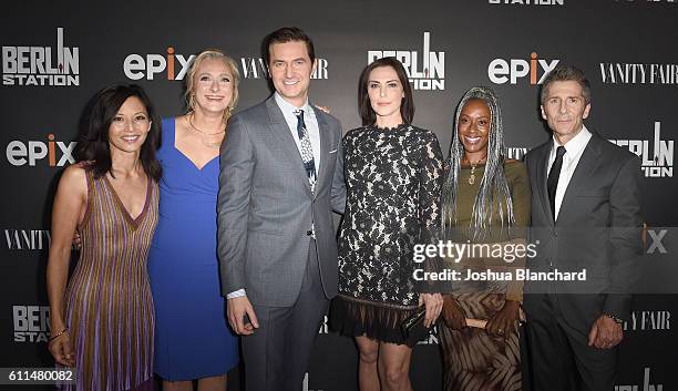 Actress Tamlyn Tomita, writer Caroline Goodall, actors Richard Armitage, Michelle Forbes, April Grace and Leland Orser attend EPIX "Berlin Station"...