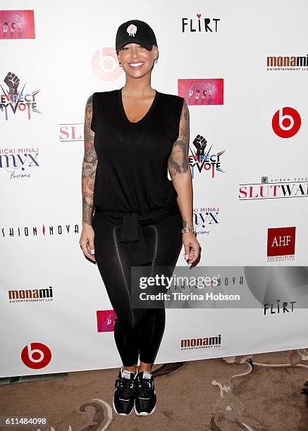 Amber Rose attends the SlutWalk Festival press conference at Four Seasons Hotel Los Angeles at Beverly Hills on September 29, 2016 in Los Angeles,...