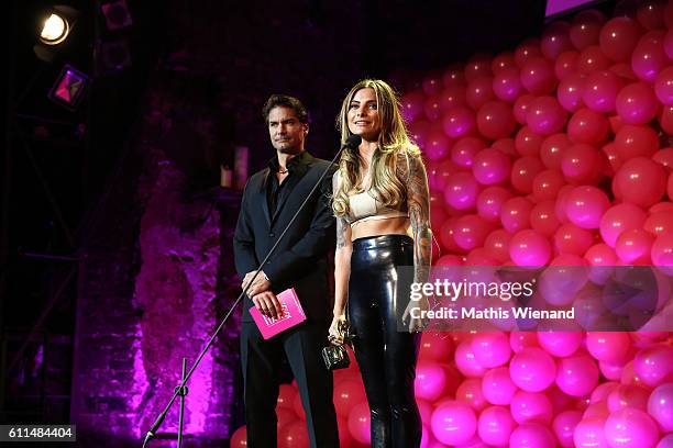 Sophia Thomalla and Marcus Schenkenberg attend the InTouch Awards 'Icons & Idols' at Nachtresidenz on September 29, 2016 in Duesseldorf, Germany.