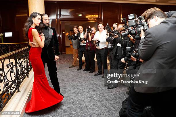 Model Rebecca Mir and her husband, dancer Massimo Sinato attend the Dreamball 2016 at Ritz Carlton on September 29, 2016 in Berlin, Germany.