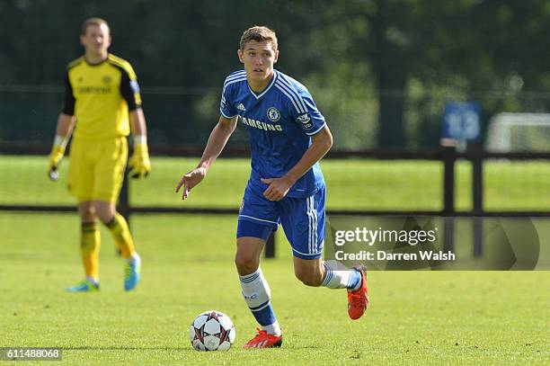 Chelsea's Andreas Christensen during a U19 UEFA Youth League match between Chelsea U19's v FC Basel U19's at the Cobham Training Ground on 18th...