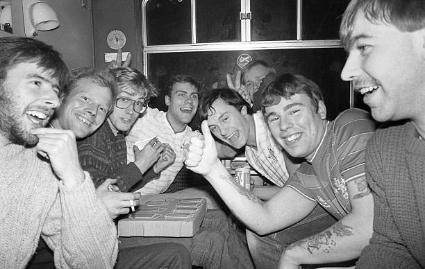 Chelsea supporters on the Official Supporter's Club train coming back to London from Everton. Chelsea supporters on the Official Supporter's Club train coming back to London from Everton.