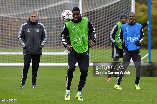 Chelsea's Kenneth Omeruo during a UEFA Champions League training session at the Cobham Training Ground on 5th November 2013 in Cobham, England.