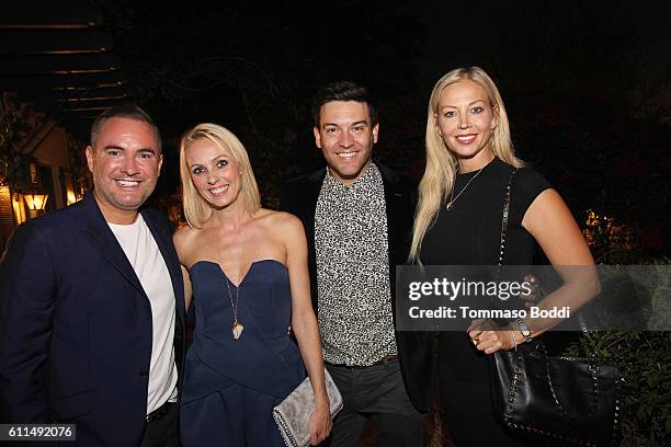 Nick Ede, Camilla Dallerup, Kevin Sacre and Liz Fuller attend a private dinner at the home of Jonas Tahlin, CEO Absolut Elyx on September 29, 2016 in...