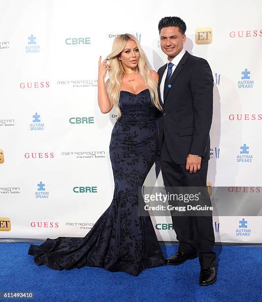 Aubrey O'Day and Pauly D arrive at the Metropolitan Fashion Week 2016 - La Vie En Bleu - Signature Event Benefiting Autism Speaks at Warner Bros....