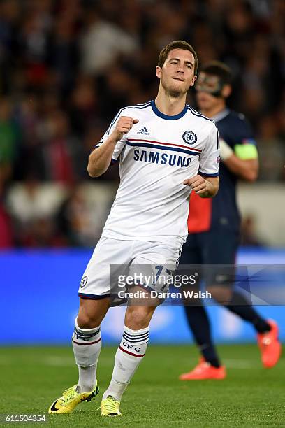 Chelsea's Eden Hazard celebrates after scoring his team's opening goal from the penalty spot