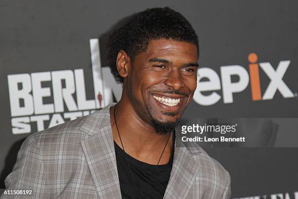 Football player Ramses Barden attends Premiere Of EPIX's "Berlin Station" at Milk Studios on September 29, 2016 in Hollywood, California.