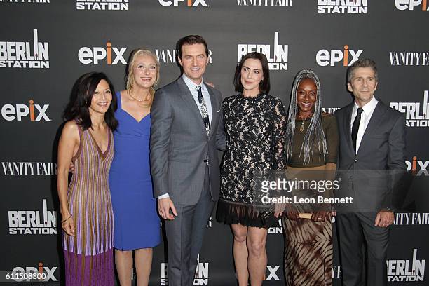 Actress Tamlyn Tomita, writer Caroline Goodall, actors Richard Armitage, Michelle Forbes, April Grace and Leland Orser attends Premiere Of EPIX's...