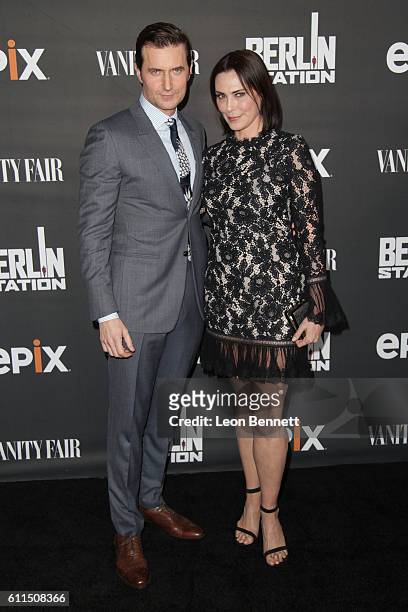 Actors Richard Armitage and Michelle Forbes attends Premiere Of EPIX's "Berlin Station" at Milk Studios on September 29, 2016 in Hollywood,...