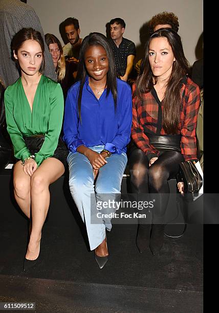 Lola Le Lann, Karidja Toure and Mai Lan attend the Barbara Bui show as part of the Paris Fashion Week Womenswear Spring/Summer 2017 on September 29,...
