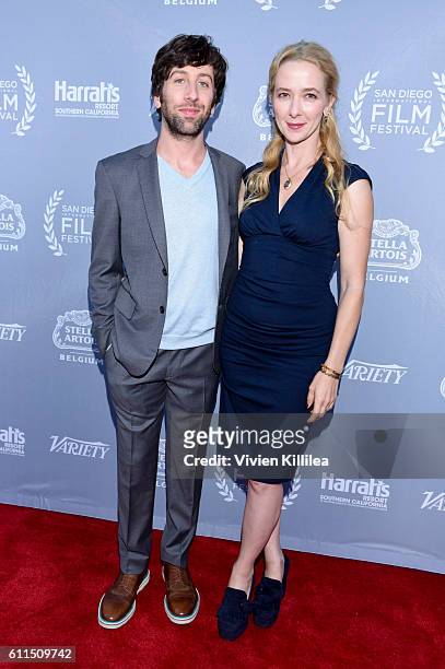 Actor Simon Helberg and actress Jocelyn Towne attend the 2016 San Diego International Film Festival on September 29, 2016 in San Diego, California.