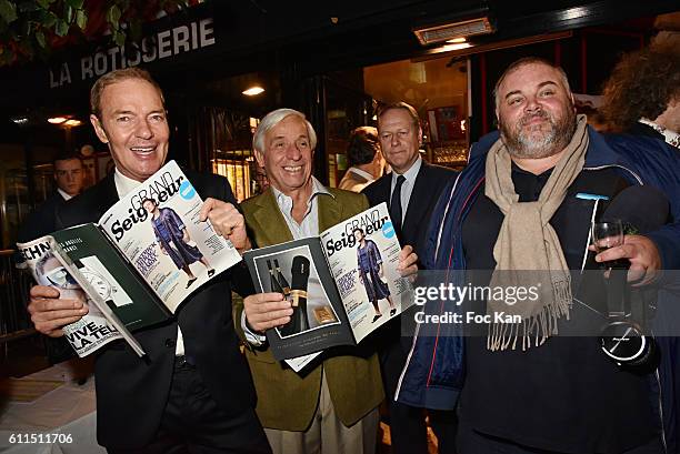 Tony Gomez from the Manko Club, Gerard Idoux from Le Recamier restaurant and Olivier Malnuit from Grand Seigneur magazine attend "Boeuf A La Mode"...