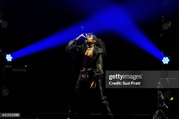 Aluna Francis of AlunaGeorge performs at KeyArena on September 29, 2016 in Seattle, Washington.