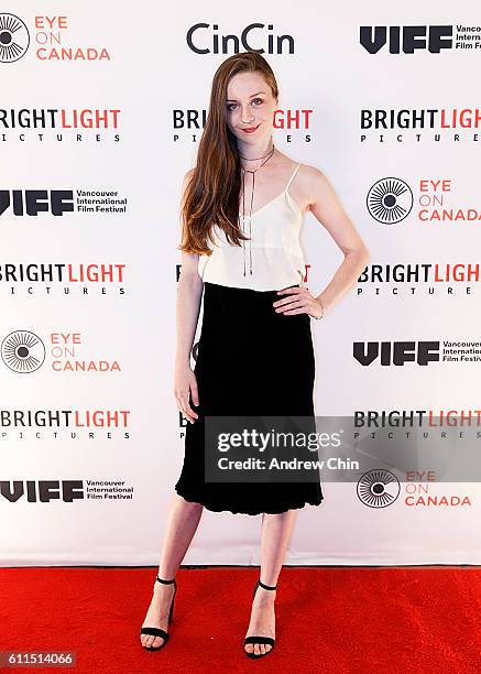 Canadian actress Kacey Rohl attends Brightlight Pictures' VIFF Red Carpet Party at CinCin on September 29, 2016 in Vancouver, Canada.