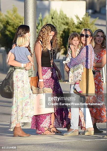 Elsa Pataky , her mother Cristina Pataky and her kids India Rose Hemsworth and Tristan Hemsworth are seen on September 29, 2016 in Madrid, Spain.
