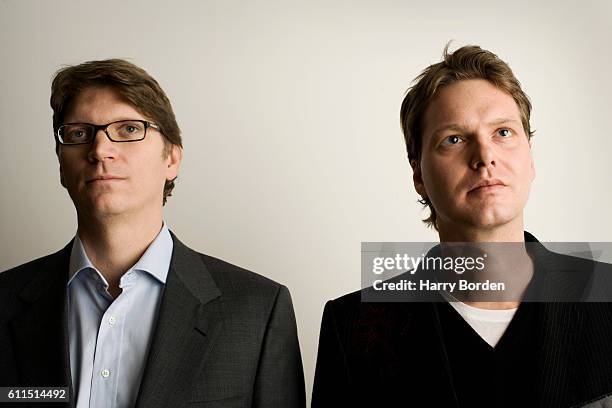 Entrepreneurs and co-founders of Skype, Niklas Zennstrom & Janus Friis are photographed on August 12, 2010 in London, England.