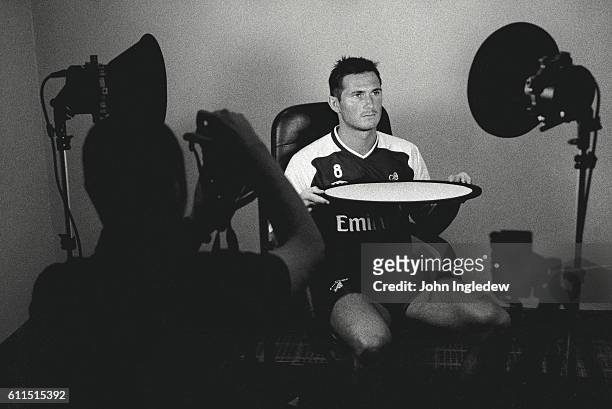 Chelsea player Frank Lampard poses for the portaits used to make his 3D PlayStation character.