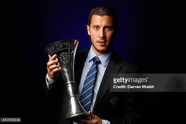 Chelsea's Eden Hazard wins Player of the Year award during a Player of the Year 2014 Awards at Stamford Bridge on 12th May 2014 in London, England....