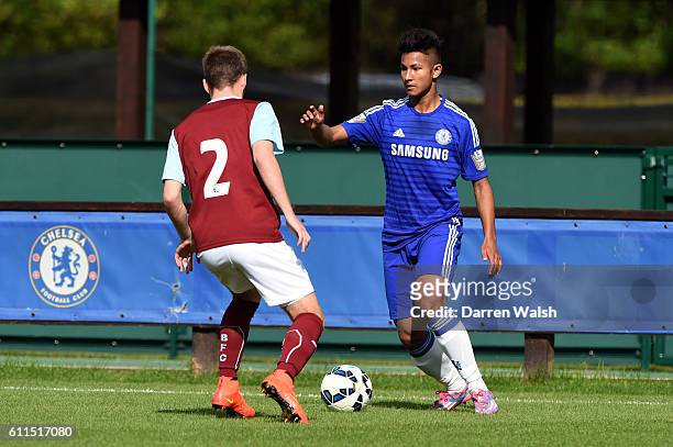 Chelsea's U21 Faiq Bolkiah during a friendly match Under 21 match between Chelsea and Burnley at the Cobham Training Ground on 24th September 2014 in...