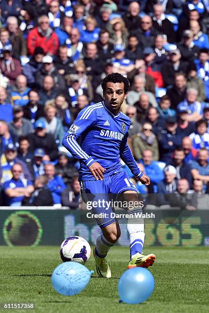 Chelsea's Mohamed Salah in action against Cardiff City