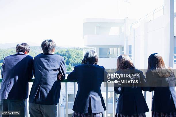 japanese high school students - blue blazer stock pictures, royalty-free photos & images