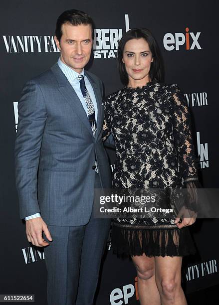 Actor Richard Armitage and actress Michelle Forbes arrive for the Premiere Of EPIX's "Berlin Station" held at Milk Studios on September 29, 2016 in...