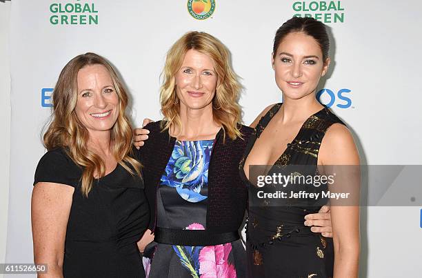 Co-founder of All it Takes Lori Woodley, actress Laura Dern and actress/honoree Shailene Woodley attend the Global Green 20th Anniversary...