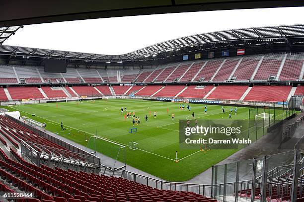 General view of Chelsea training at the Worthersee Stadium in Klagenfurt.