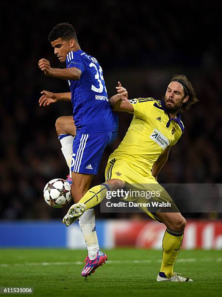 Chelsea's Dominic Solanke and NK Maribor's Marko Suler battle for the ball