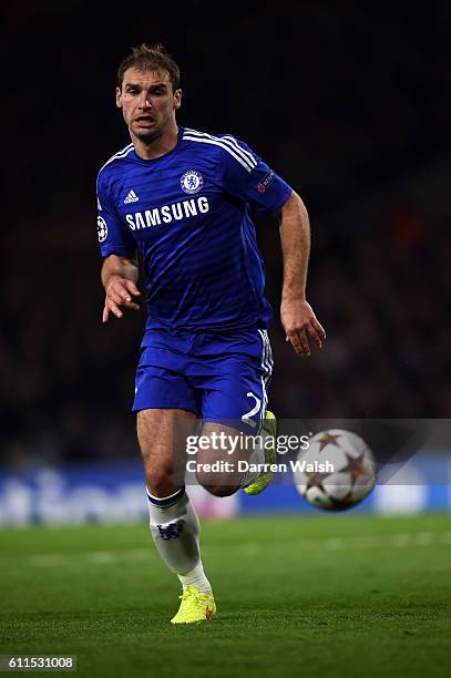 Chelsea's Branislav Ivanovic during a Champions League Group G match between Chelsea and NK Maribor at Stamford Bridge on 21st October 2014 in...