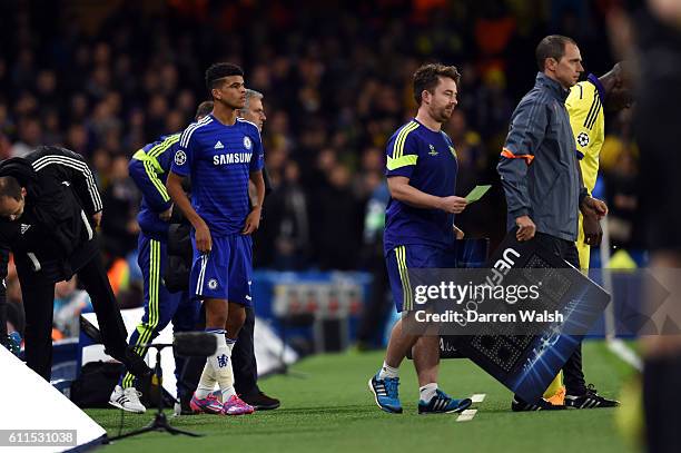 Chelsea's Dominic Solanke during a Champions League Group G match between Chelsea and NK Maribor at Stamford Bridge on 21st October 2014 in London,...