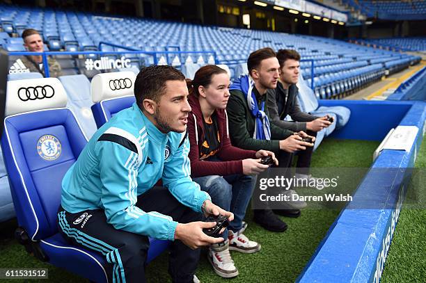 Chelsea's Eden Hazard during a EA Sports Fifa 15 Event at Stamford Bridge on 19th November 2014 in London, England.