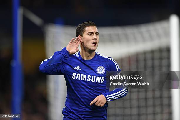Chelsea's Eden Hazard celebrates scoring their first goal of the game