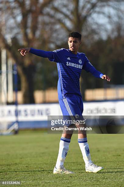 Chelsea's U19 Jake Clarke Salter during a UEFA Youth League match between Chelsea Under 19 and Sporting Lisbon Under 19 at the Cobham Training Ground...