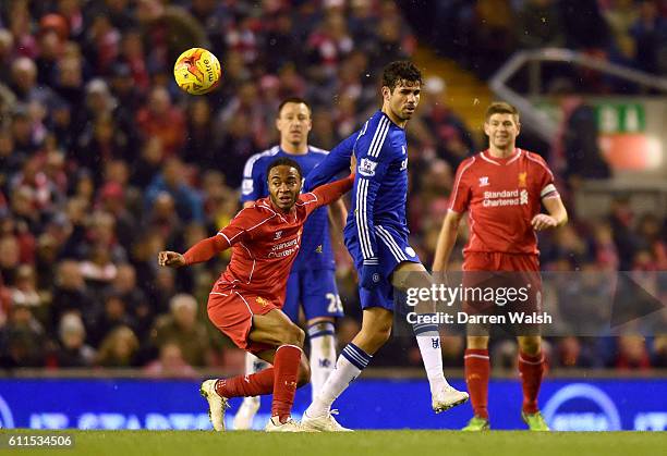 Liverpool's Raheem Sterling and Chelsea's Diego Costa