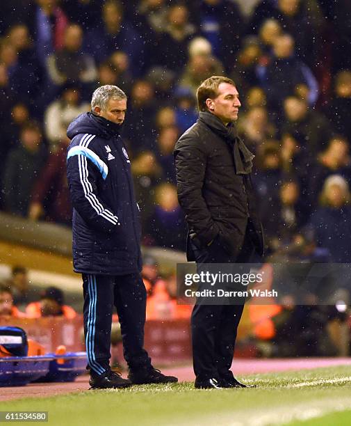 Chelsea manager Jose Mourinho and Liverpool manager Brendan Rodgers