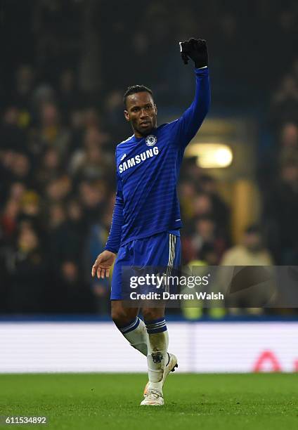 Chelsea's Didier Drogba salutes the fans.