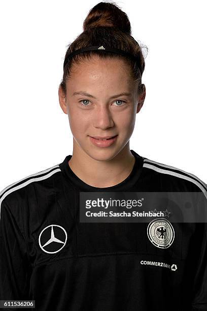 Julia Kassen poses during the Germany U15 Girl's team presentation on September 27, 2016 in Kamen, Germany.
