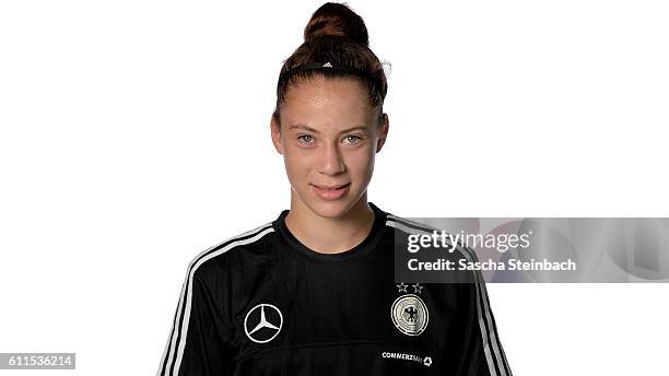 Julia Kassen poses during the Germany U15 Girl's team presentation on September 27, 2016 in Kamen, Germany.