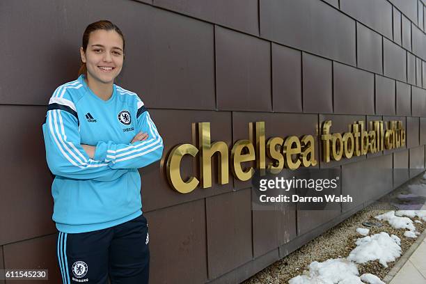 Chelsea Ladies Marija Banusic at the Cobham Training Ground on 4th February 2015 in Cobham, England.