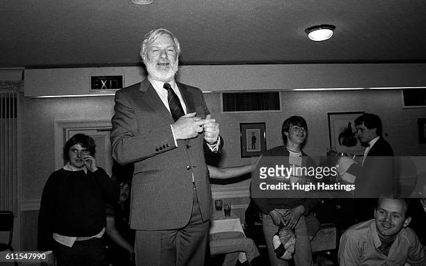 Chelsea fans celebrate at the Manchester Piccadilly Hotel after beating Manchester City, led by Club Chairman Ken Bates.