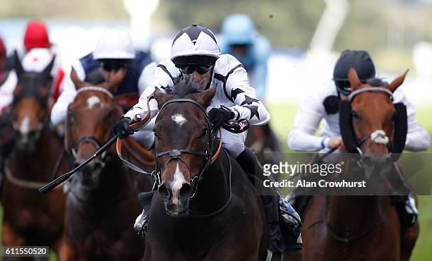 George Baker riding Raising Sand win The Galliard Homes Willow Foundation EBF Stallions Classified Stakes at Ascot Racecourse on September 30, 2016...