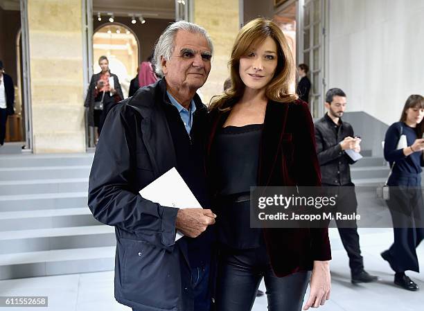 Patrick Demarchelier and Carla Bruni attend the Christian Dior show as part of the Paris Fashion Week Womenswear Spring/Summer 2017 on September 30,...