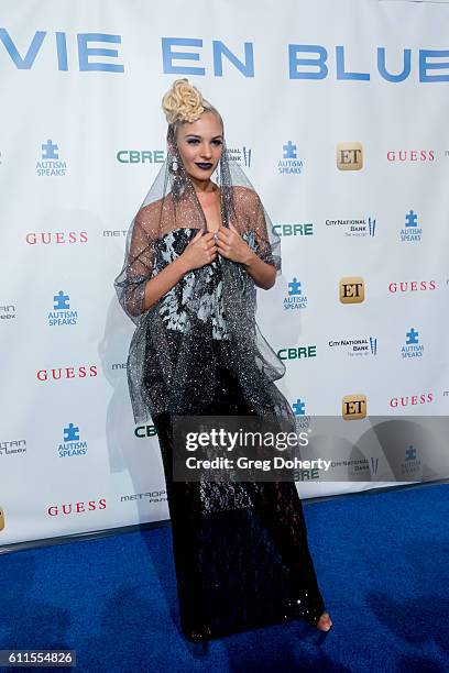 America's Next Top Model Finalist Ava Capra arrives for the Metropolitan Fashion Week 2016 - La Vie En Bleu, a Signature Event Benefiting Autism...