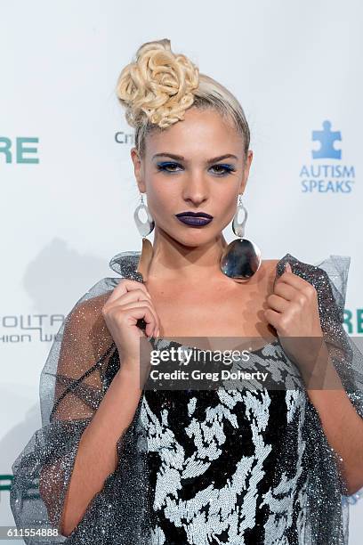 America's Next Top Model Finalist Ava Capra arrives for the Metropolitan Fashion Week 2016 - La Vie En Bleu, a Signature Event Benefiting Autism...