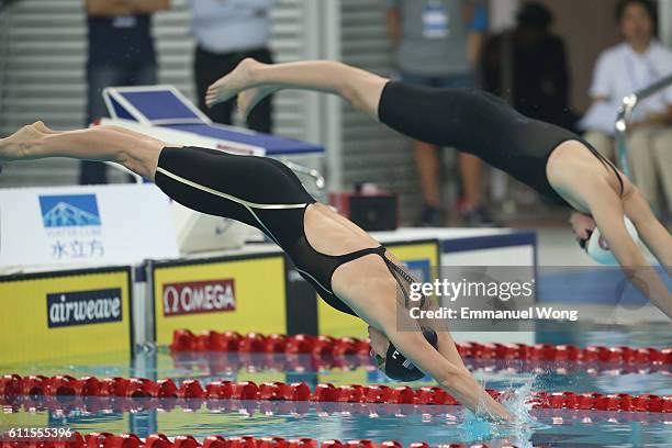 Katie Meili of the USA competes in the Women's 50m Freestyle final on day one of the FINA swimming world cup 2016 at Water Cube on September 30, 2016...