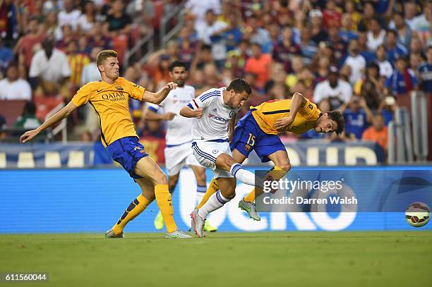 Chelsea's Eden Hazard scores his goal during a Pre Season Friendly match between Barcelona and Chelsea at FedEx Field on 28th July 2015 in...